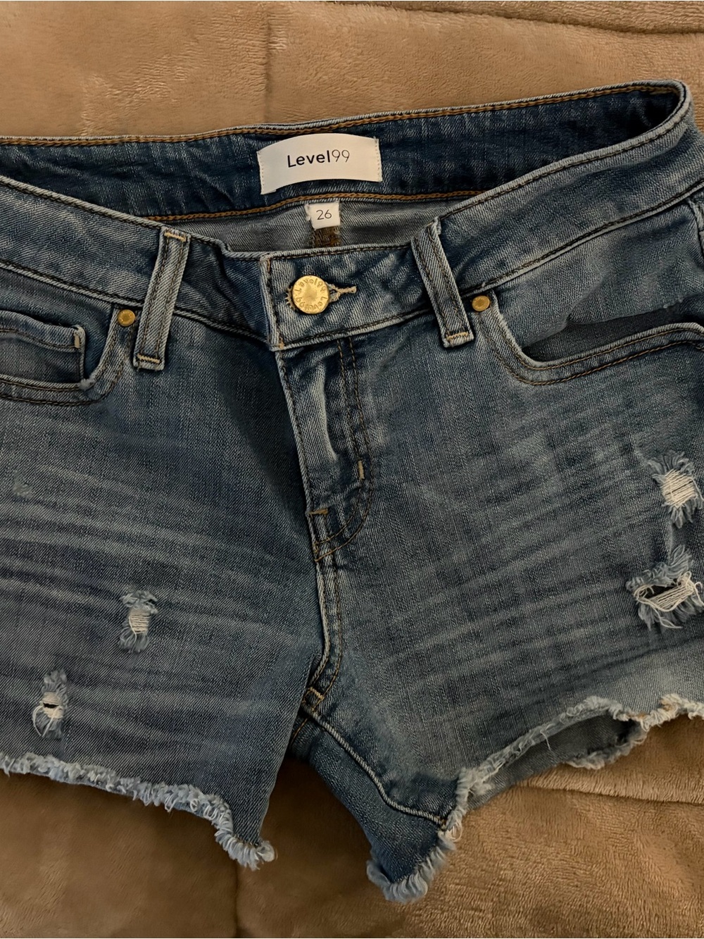 Level 99 Light Blue Denim Shorts